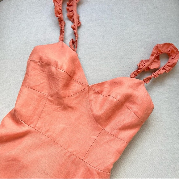 Roller Rabbit 100% Linen Ruffle Strap Midi Dress - Picture 7 of 10